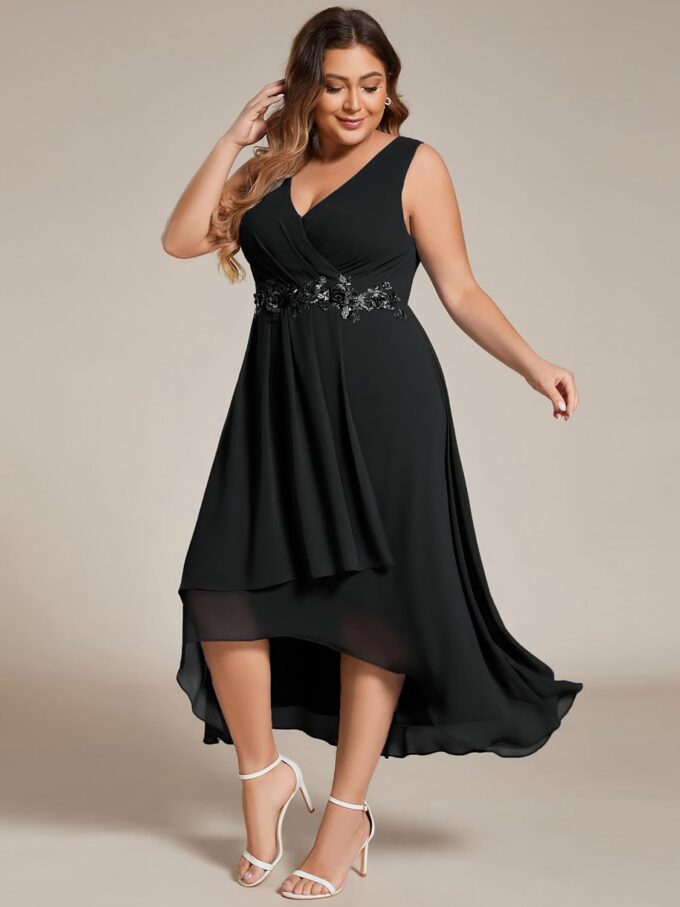 Ever-Pretty Women's Summer Chiffon Sleeveless V Neck Applique Plus Size High Low Formal Wedding Guest Dresses 41926-DA – Bild 4