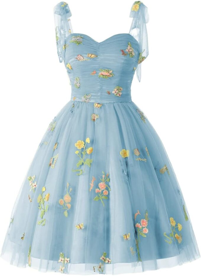 WaterDress Long Flower Tulle Prom Dresses 2024 Spaghetti Straps Ball Gowns for Women WD204