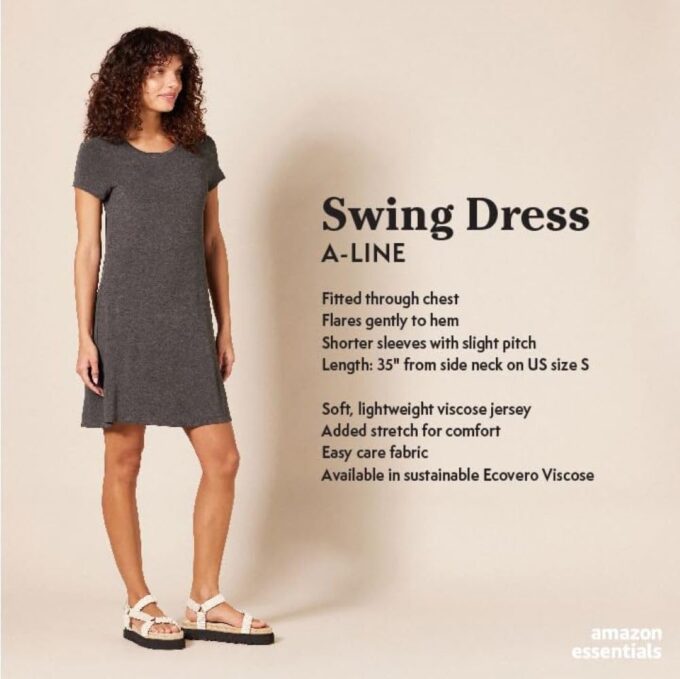 Amazon Essentials Women's Short-Sleeve Scoop Neck Swing Dress (Available in Plus Size) – Bild 2
