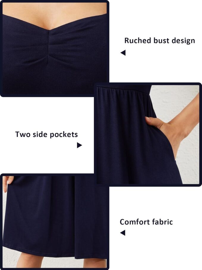 Sureple Summer Dresses for Women 2025 Casual Sweetheart-Neck Empire Waist Swing Aline Spaghetti Strap Dress with Pockets – Bild 7