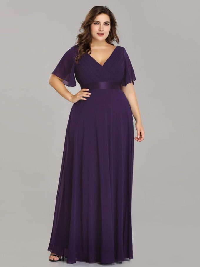 Ever-Pretty Women's Double V-Neck Chiffon Formal Dresses Plus Size Bridesmaid Dress 09890-DA – Bild 3