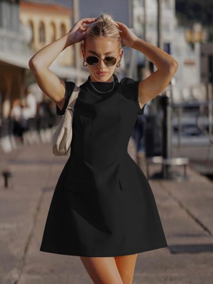 DAAWENXI Women's Sexy Mock Neck Cap Sleeve Mini Dress Summer Bodycon Club Party Dresses – Bild 3