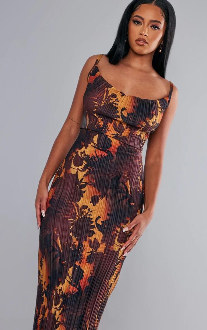 Cowl Neck Dress Sexy Strap Shoulder Pleated Maxi Dresses Summer Wedding Guest Dresses for Women – Bild 4