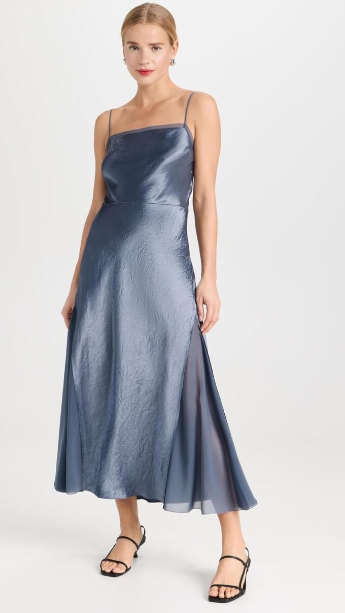 Vince Damen Sheer Panelled Slip Dress Kleid – Bild 2