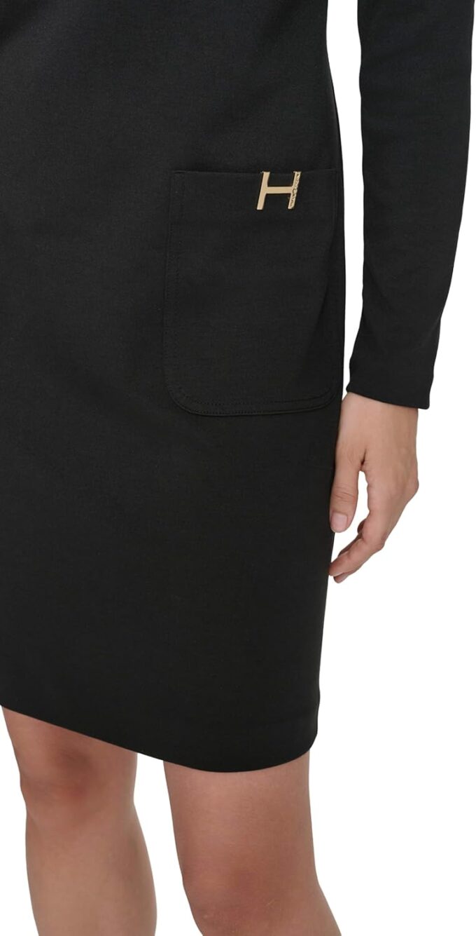 Halston Damen Long Sleeve Scoop Neck Wear to Work Dress Kleid – Bild 5