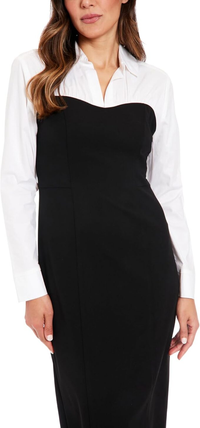 London Times Damen Mixed Media Sweetheart Sheath Dress Kleider – Bild 5