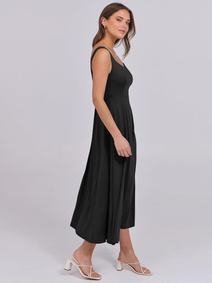 ANRABESS Women Summer Casual Dress Sleeveless Smocked Back Tank Midi Dresses 2025 Beach Vacation Sundress with Pockets – Bild 3