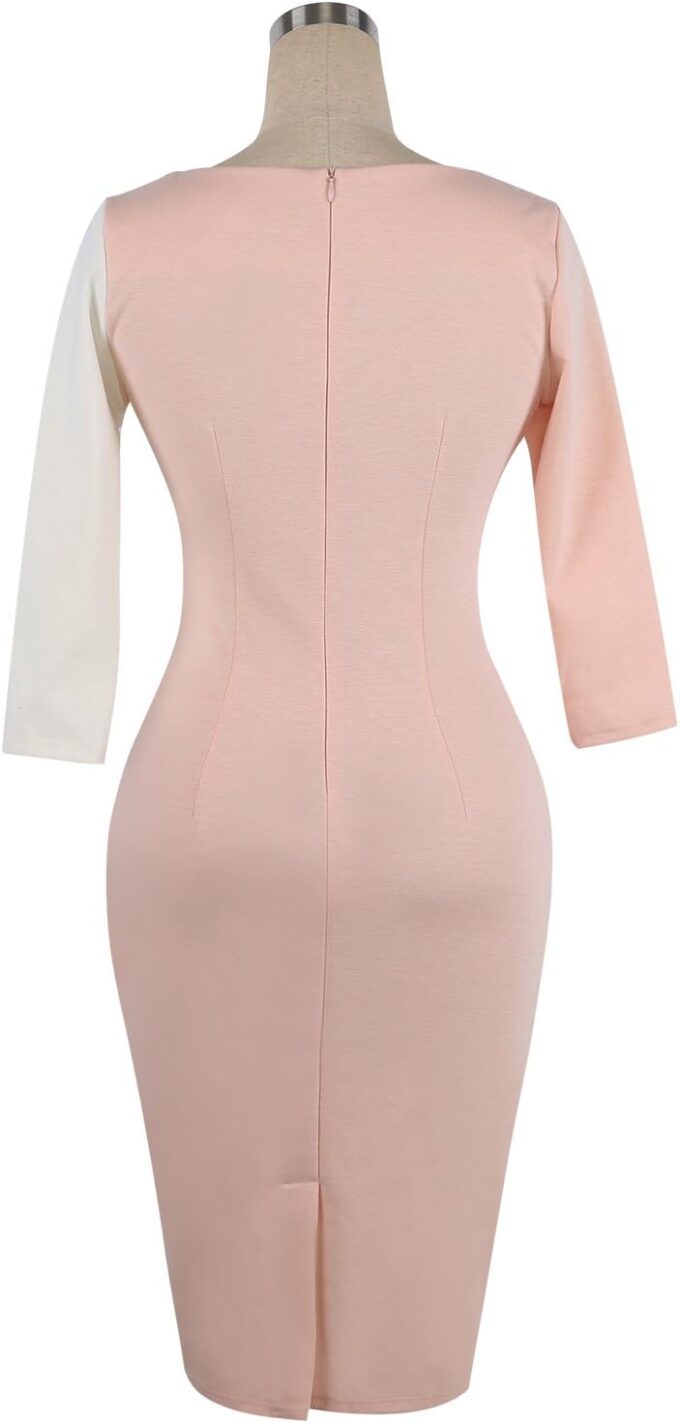 OKLICH Arbeitskleid für Frauen, lässig, Rundhalsausschnitt, taillierte Taille, Business-Bleistiftkleid – Bild 5