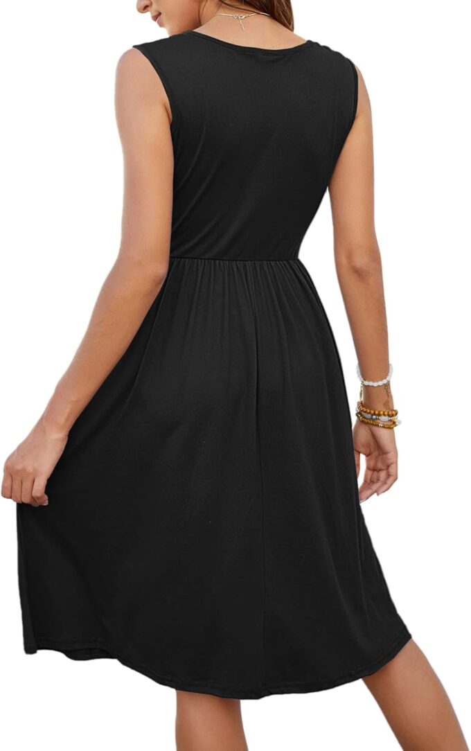 MOLERANI Women Summer Dresses Sleeveless Casual Loose Swing Button Down Midi Dress with Pockets – Bild 2