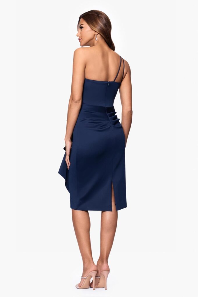 Xscape Women's Sleeveless One Shoulder Scuba Ruffle Midi Dress – Bild 3