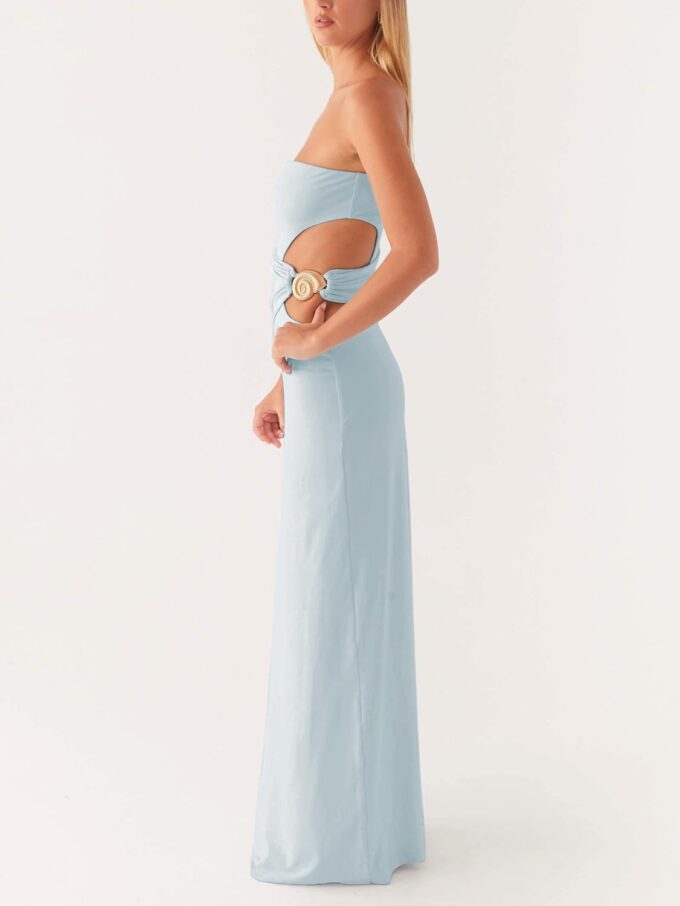 Cut Out Maxi Tube Dresses for Women Sexy Y2k Strapless Backless Bodycon Long Dress Summer Sleeveless Hollow Sundress – Bild 3