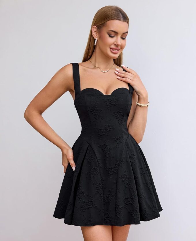 XinFSh Womens Summer Corset Sleeveless Mini Dress Flowy Aline Cute Short Sundress Casual Graduation Party Dresses – Bild 2