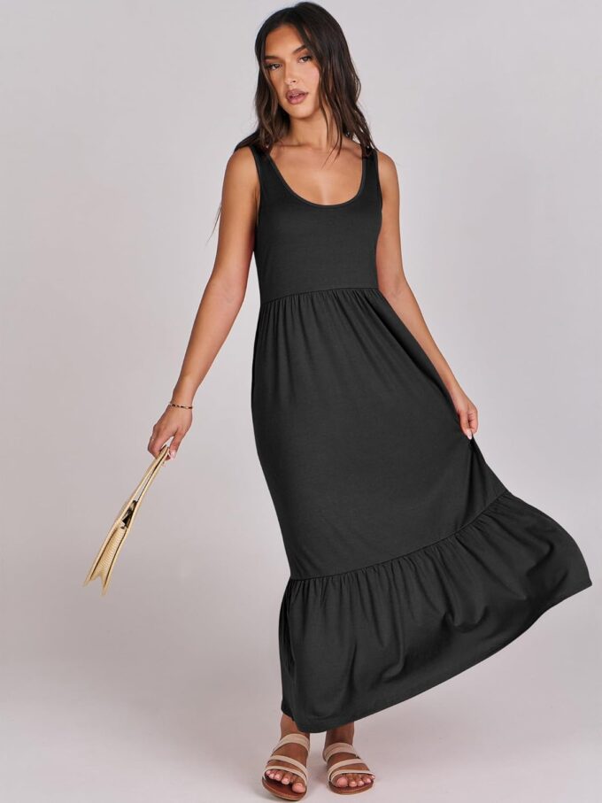 ANRABESS Women's Summer Sleeveless Maxi Sundress Swing Casual Flowy Tiered Shirts Dress Beach Travel Vacation Outfits – Bild 6