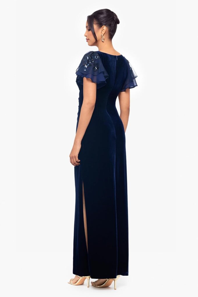 Betsy & Adam Women' S Sequin Velvet V-Neck Dress – Bild 3