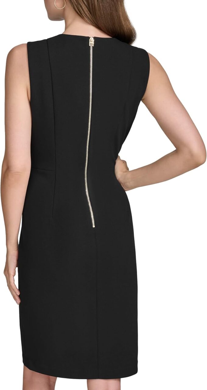 H HALSTON Damen Sleeveless Jewel Neck Knee Length Dress Kleid – Bild 4