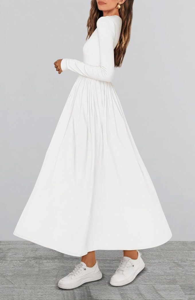 BTFBM Casual Long Sleeve Dresses Spring Dresses 2025 Wedding Guest Dress Midi Dress Flowy Bohemian Long Dress – Bild 3