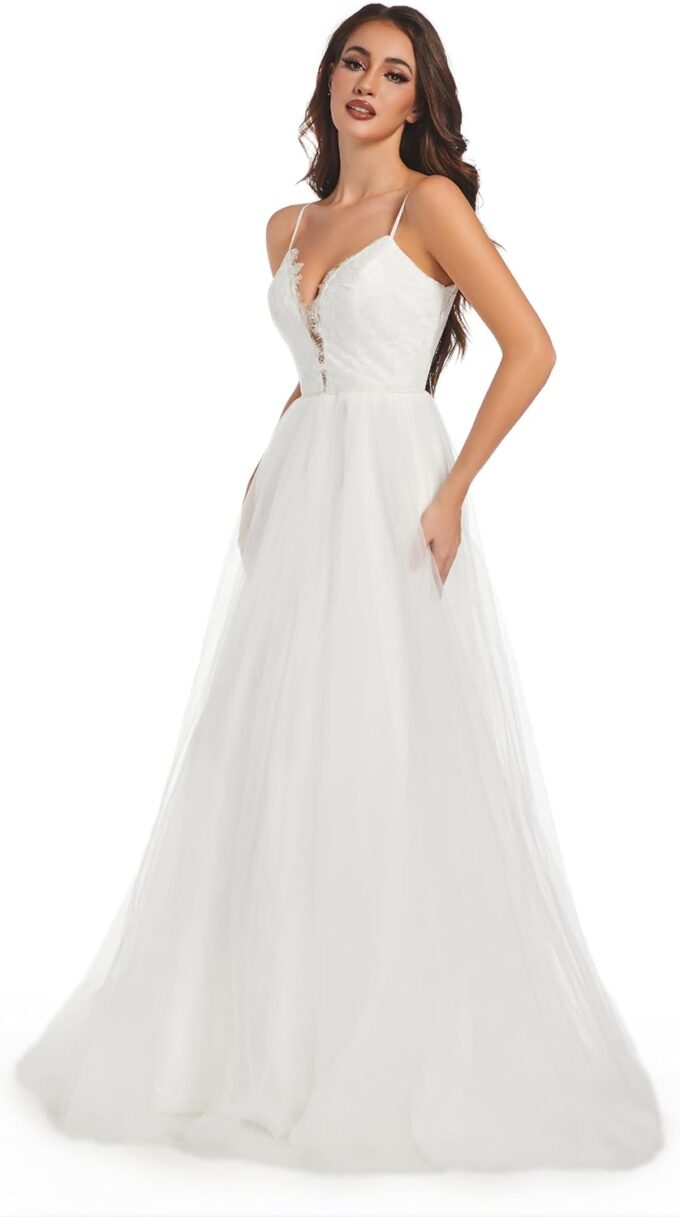 Wedding Dresses for Bride Unique Lace Beautiful Layers Tulle A Line Dreamy Beach Wedding Gowns – Bild 5