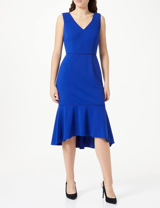 Adrianna Papell Damen Knit Crepe High-Low Flounce Sheath Dress Kleid – Bild 2