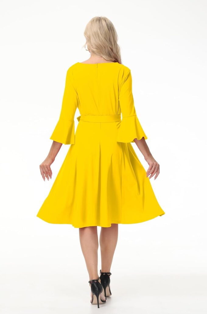 Elegant Cocktail Dresses for Women Wedding Guest Party Evening Prom Formal Church Dress Gowns Crew Neck Bell Sleeve – Bild 7