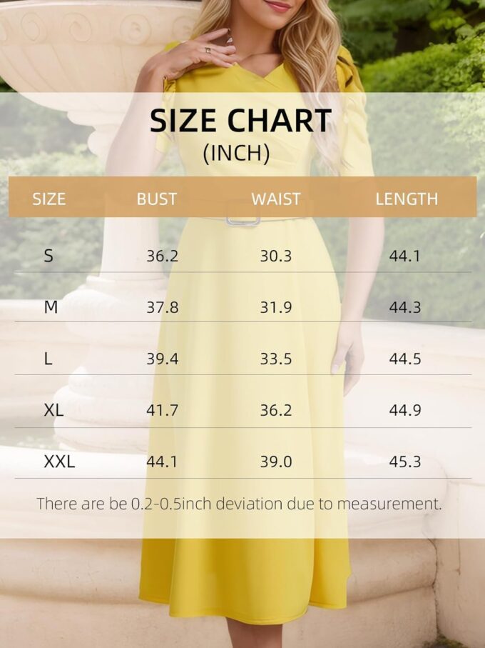 Women's Wear to Work Dress V Neck A-Line Slit Ruched Puff Short Sleeve Semi Formal Casual Dresses – Bild 5