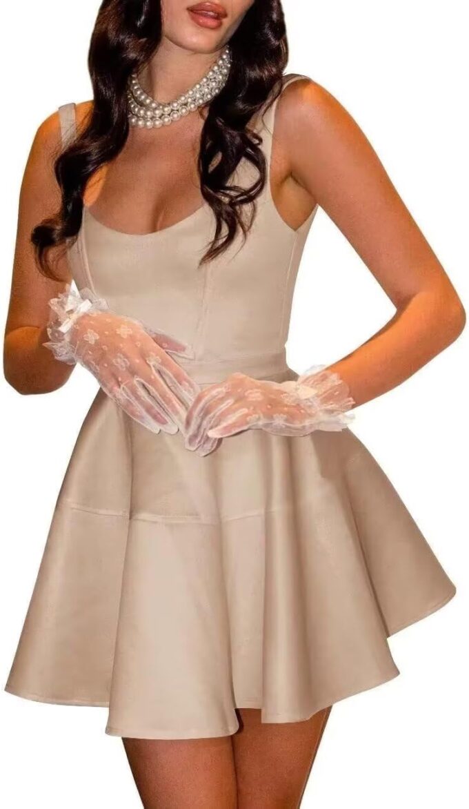 Satin Homecoming Dresses 2025 Corset Short Prom Dress for Women A Line Formal Cocktail Party Dress with Pockets – Bild 2