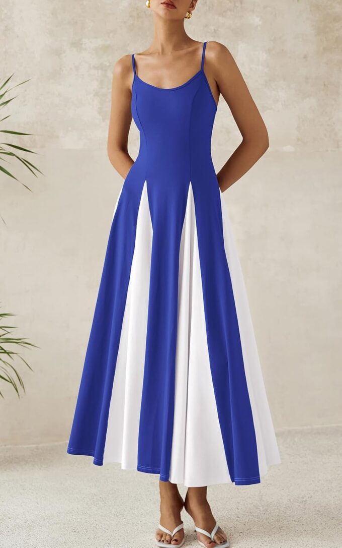PRETTYGARDEN Spaghetti Strap Backless Summer Dresses for Women 2025 Flowy Maxi Dresses Sleeveless Wedding Guest Dress – Bild 3