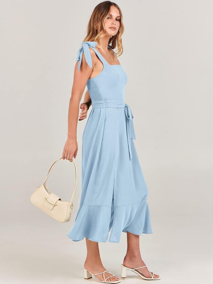 ANRABESS Women's Square Neck Ruffle Split Midi Elegant Formal Wedding Guest Cocktail Bridesmaid Graduation Party Dresses – Bild 3