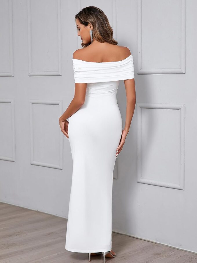 XinFSh Women's Elegant Off The Shoulder Long Bodycon Dress Sleeveless Maxi Formal Wedding Guset Party Dresses – Bild 4