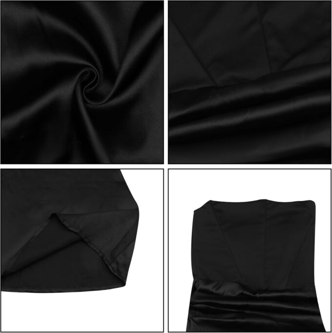 ANKOMINA Women's Strapless Boned Corset Satin Dress Sexy Backless Pleated Stitching Dresses for Wedding Cocktail – Bild 7