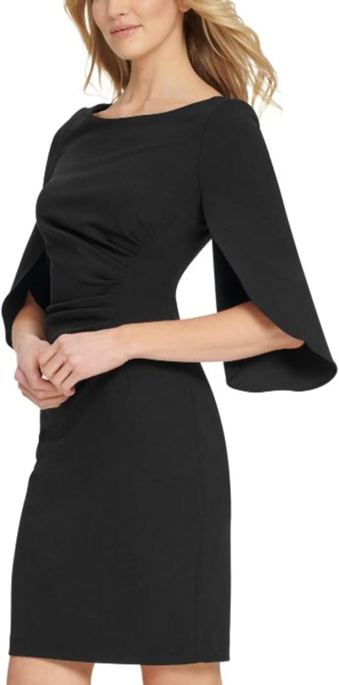 DKNY Women's 3/4 Tulip Sleeve Side Ruched Midi Dress – Bild 2