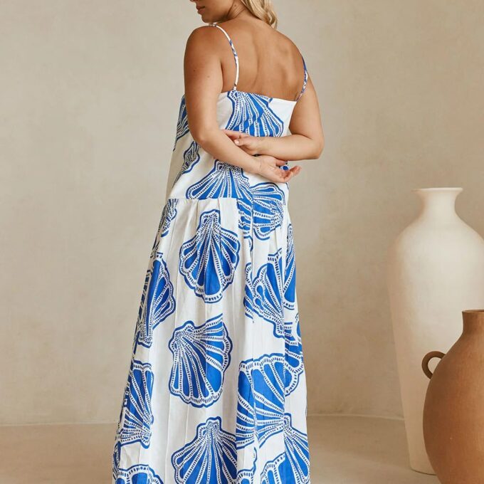 Women Boho Floral Maxi Dress Y2k Sleeveless Long Dress Print Spaghetti Strap A Line Dress Vacation Beach Sundress – Bild 6