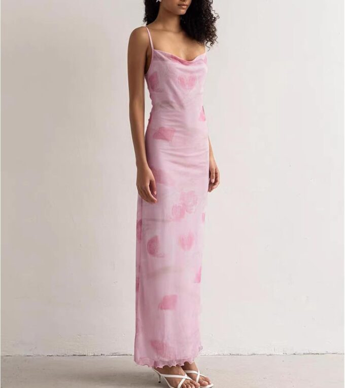 Women's 2025 Summer Dresses Floral Bodycon Maxi Dress Spaghetti Strap Backless Cocktail Party Long Dresses – Bild 5
