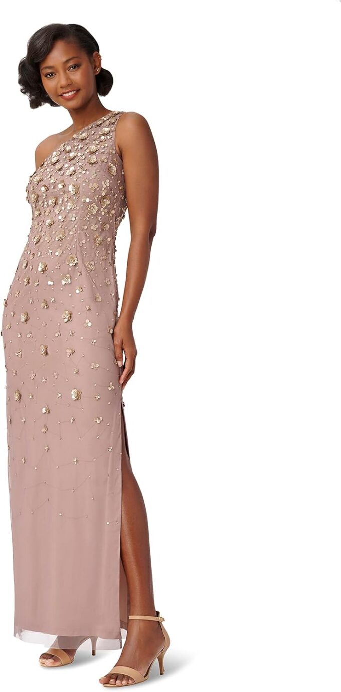 Adrianna Papell Women's One Shoulder Beaded Dress – Bild 3