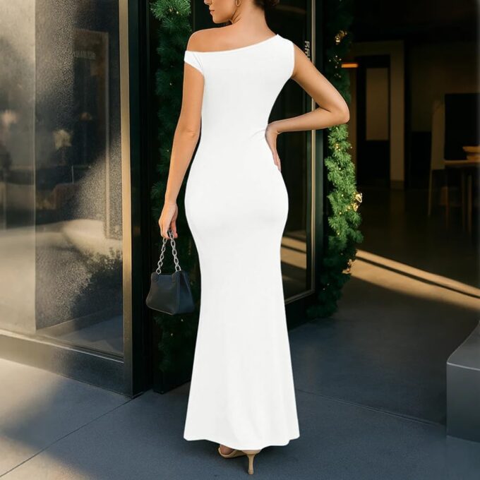 Women Summer Bodycon Ruched Maxi Dress Sleeveless Boat Neck Casual Long Cocktail Dress – Bild 5