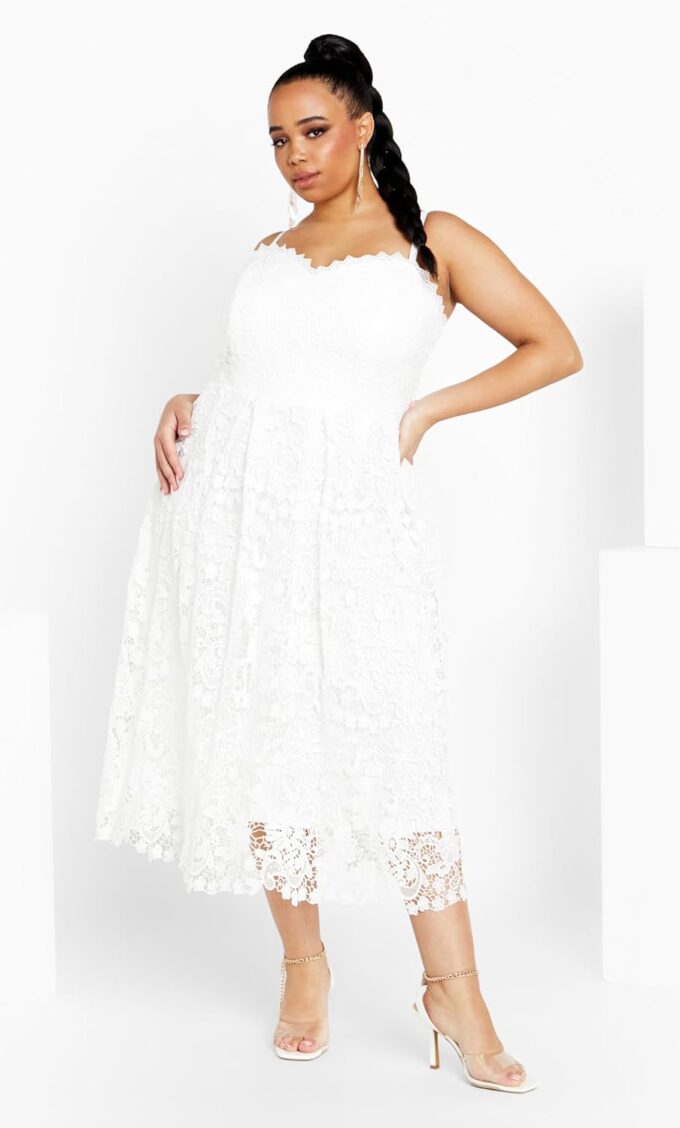 City Chic Women's Dress-Scarlet Bustier Lace Midi – Bild 3