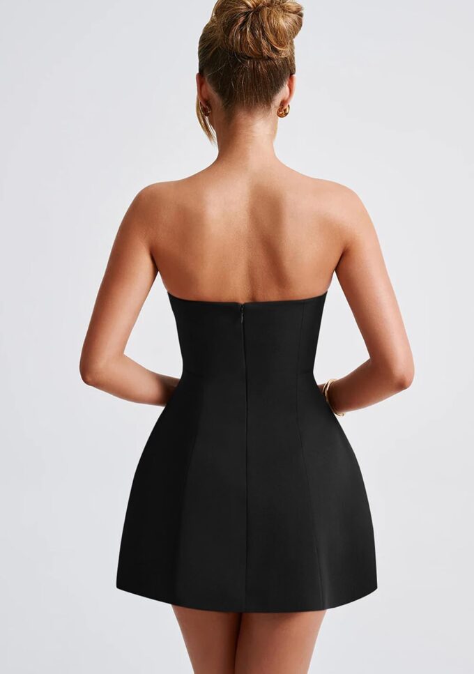 YMDUCH Womens Sexy Strapless Tube A-line Mini Dress Club Party Short Prom Dress – Bild 2