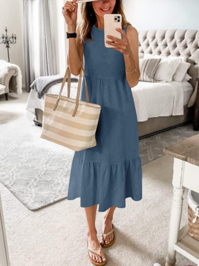 ANRABESS Women Summer Casual Sleeveless Crewneck Sundress Aline Flowy Tiered Maxi Long Beach Dress Vacation Outfits – Bild 6