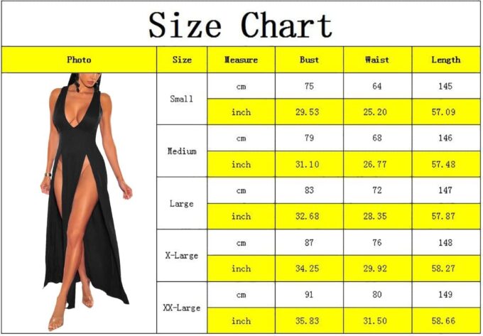 Women's Sexy V Neck Sleeveless High Split Club Party Maxi Dresses – Bild 4
