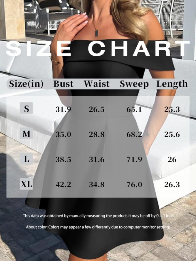 XXTAXN Women's Sexy Off Shoulder Sleeveless Wedding Guest Party Club A Line Mini Dress – Bild 2