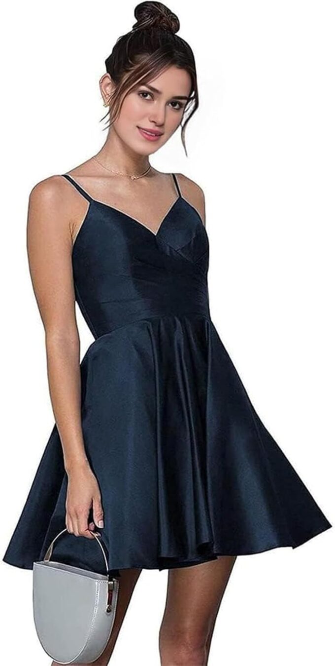 Short Homecoming Dresses Spaghetti Strap Satin Dresses for Women 2024 Party – Bild 3