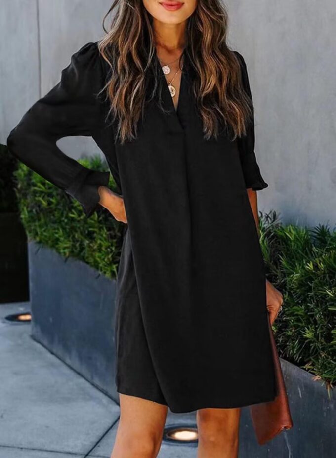 Wkior Long Sleeve Dress for Women V Neck Casual Cute Loose Flowy Swing Shift Dresses(S-2XL) – Bild 3