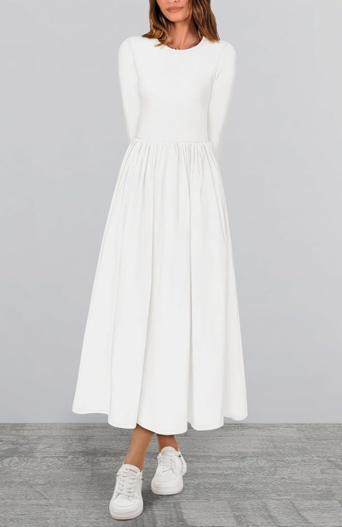BTFBM Casual Long Sleeve Dresses Spring Dresses 2025 Wedding Guest Dress Midi Dress Flowy Bohemian Long Dress – Bild 2