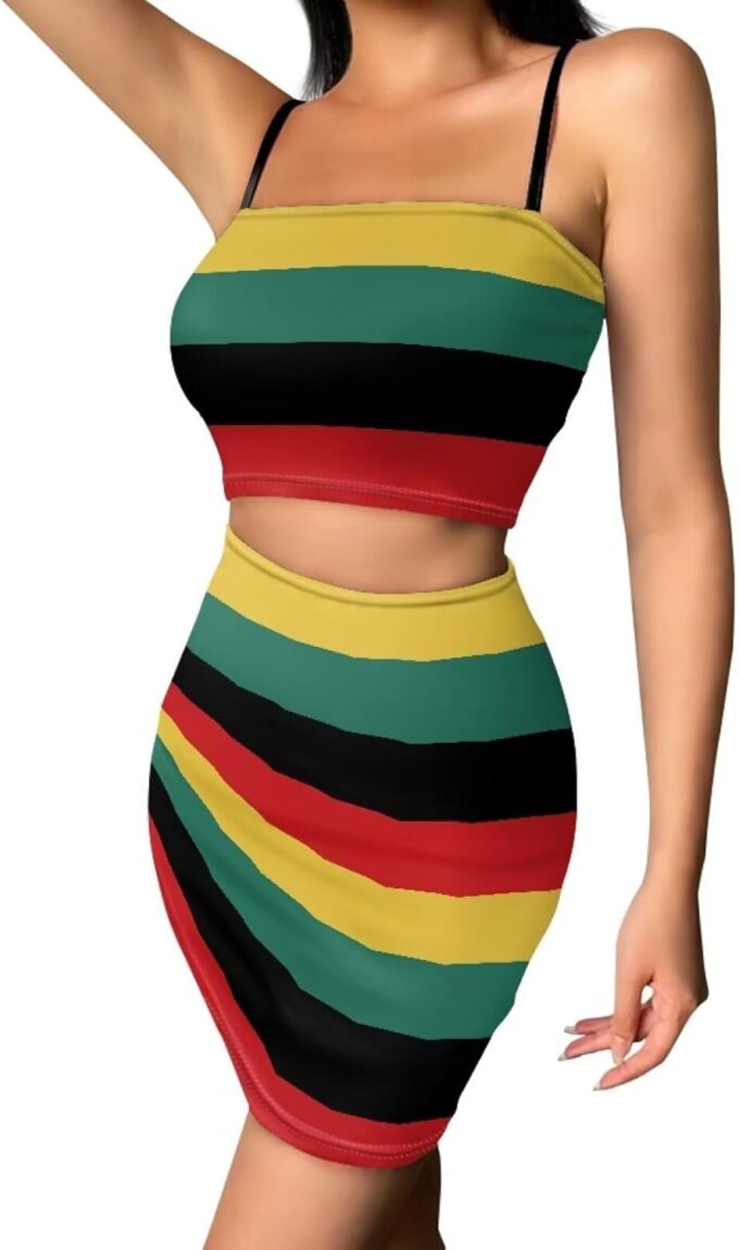 2025 Sexy Spaghetti Strap Crop Tops and Bodycon Skirt Casual 2 Piece Set S-4XL