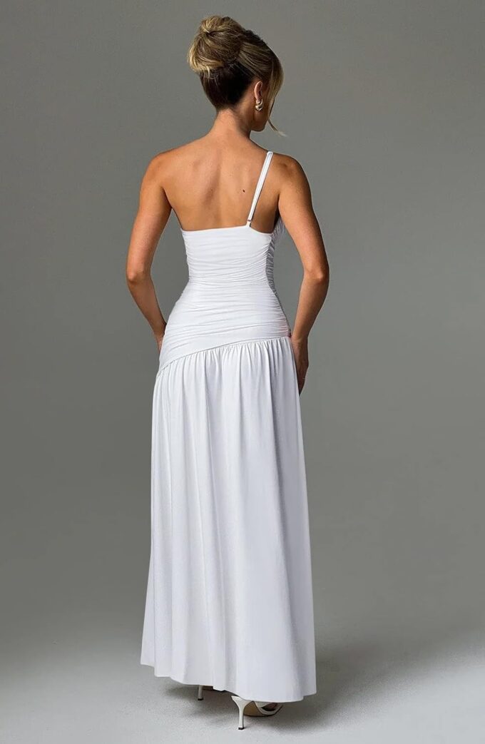 Memoriesea Women's Sexy One Shoulder High Split Ruched Cocktail Party Formal Maxi Dress – Bild 3
