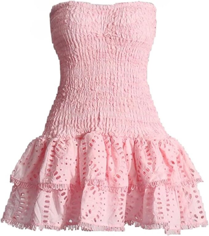 Tube Top Preppy Dress Women Y2k Blue Floral Strapless Mini Dress Vintage Short Going Out Dresses