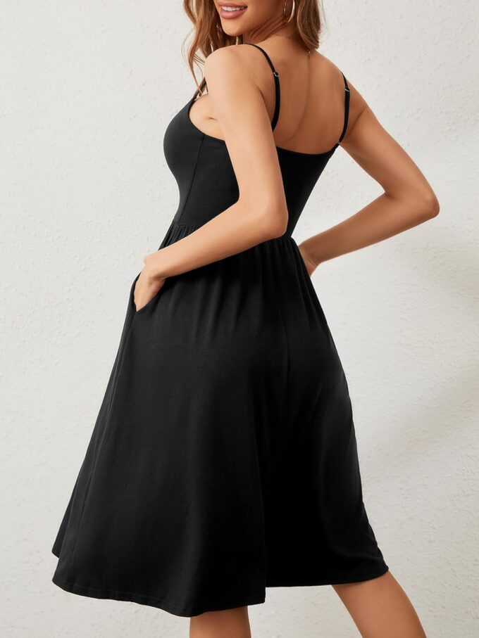 Sureple Summer Dresses for Women 2025 Casual Sweetheart-Neck Empire Waist Swing Aline Spaghetti Strap Dress with Pockets – Bild 2