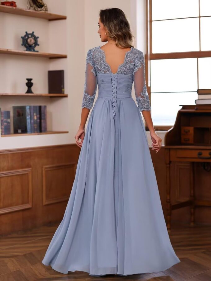 Lace Appliquess Chiffon Mother of The Bride Dress Long Sweetheart Mother of Groom Dress for Women – Bild 3