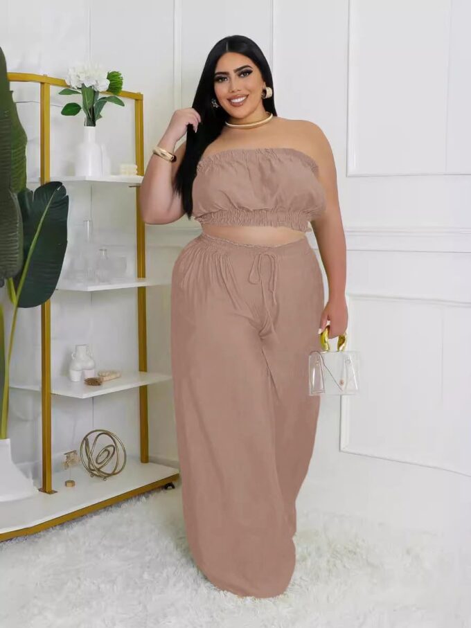 Two Piece Sets for Women Summer Outfits Crop Tops and Wide Leg Pants Sets Sexy Jumpsuits Vacation Outfits with Pockets – Bild 5