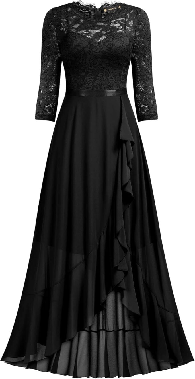 Miusol Women's Elegant Floral Lace Ruffle Bridesmaid Maxi Dress – Bild 5