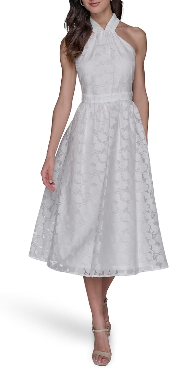 KARL LAGERFELD Women's Sleeveless Halter Neck Midi Dress – Bild 2